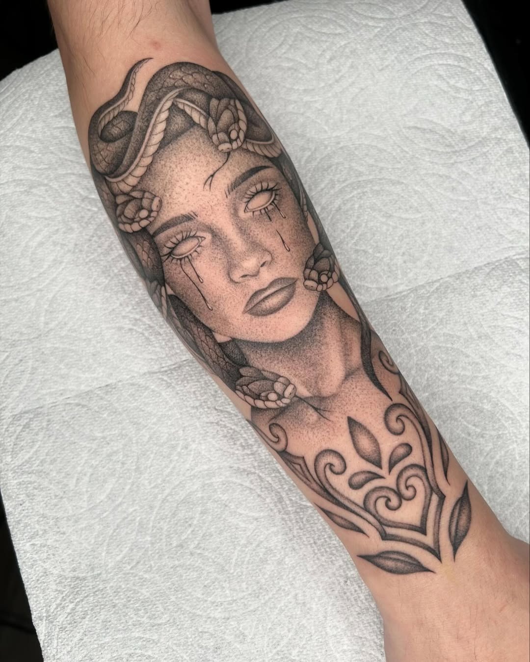 Elegant Medusa Tattoo with Striking Snake Detail Tattoo Design
