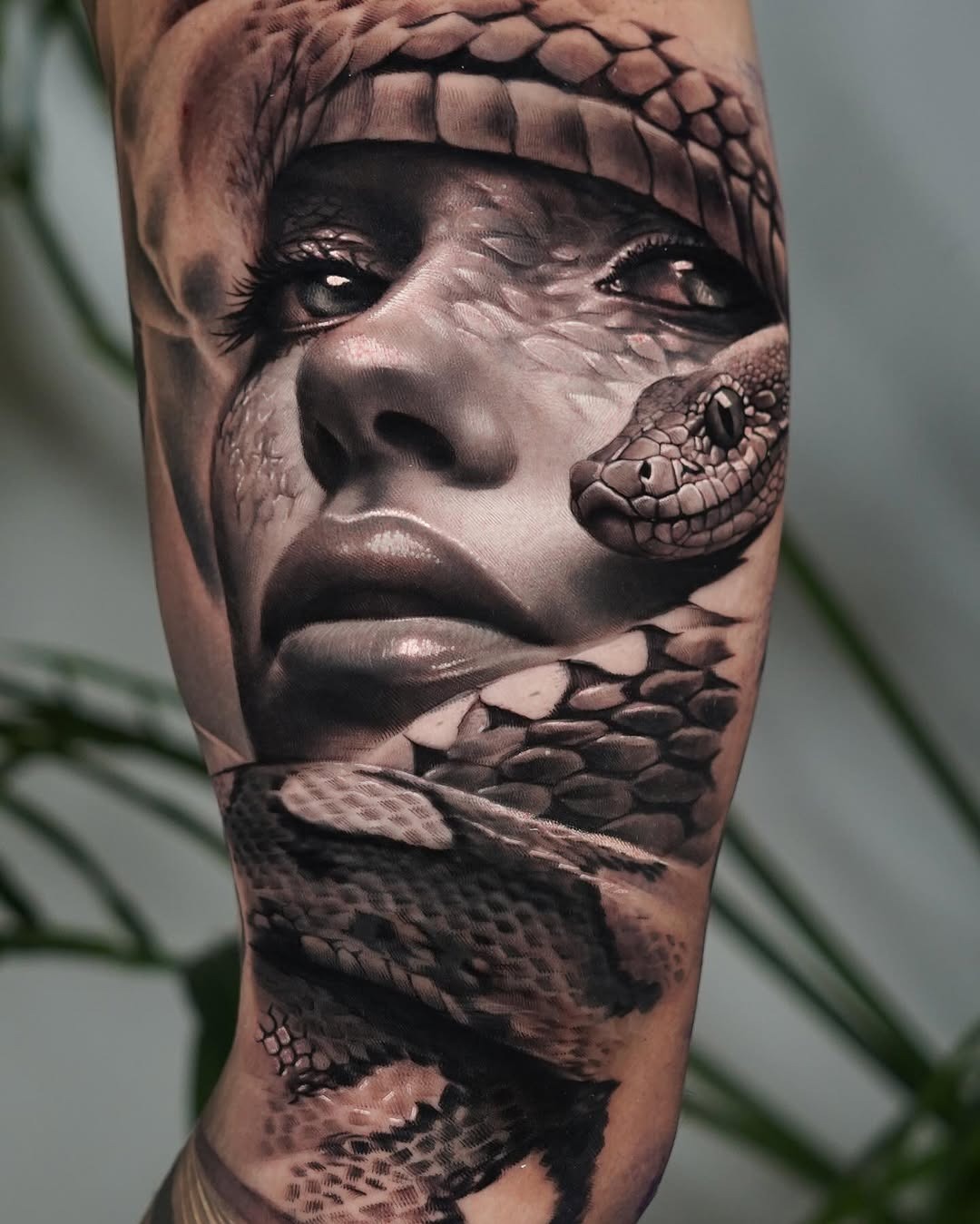 Intricate Medusa Tattoo Blending Faces and Snakes Tattoo Design