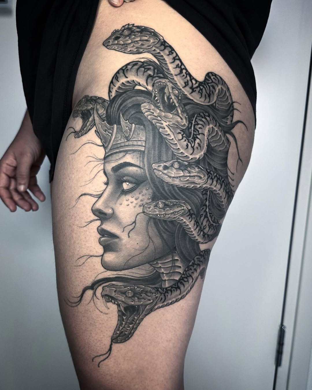 Intricate Medusa Tattoo with Fierce Snake Design Tattoo Design
