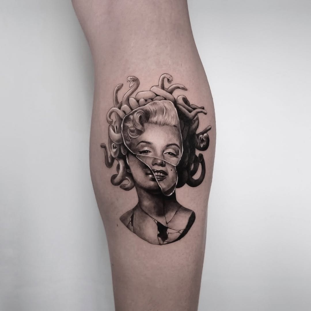 Striking Medusa-Inspired Marilyn Monroe Tattoo Tattoo Design