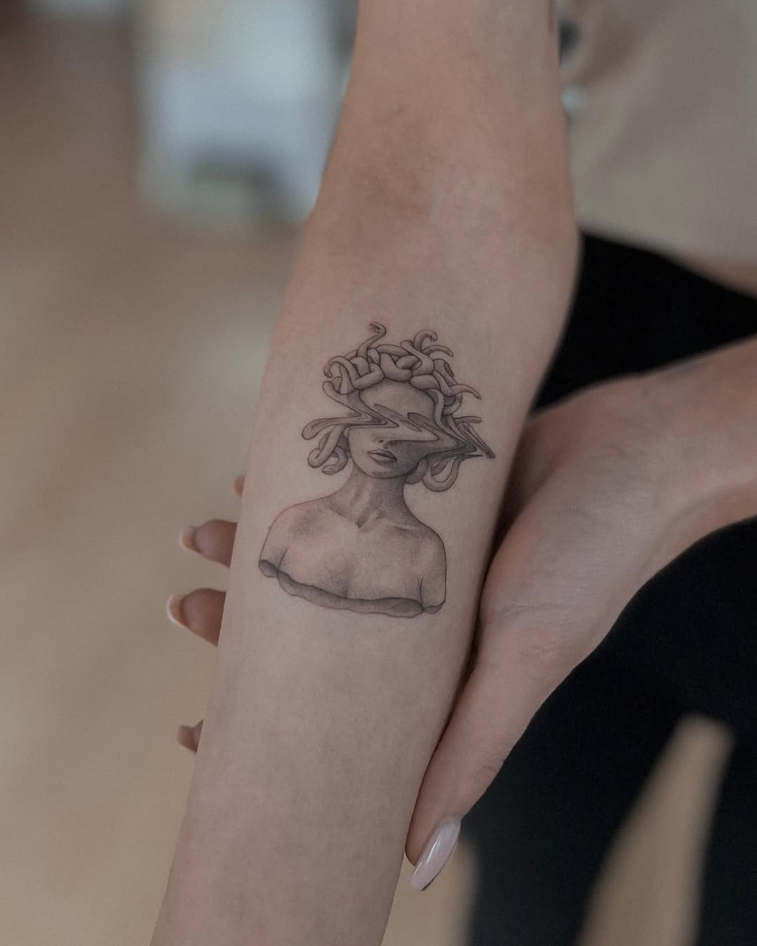 Striking Medusa Tattoo with Stylish Elements Tattoo Design