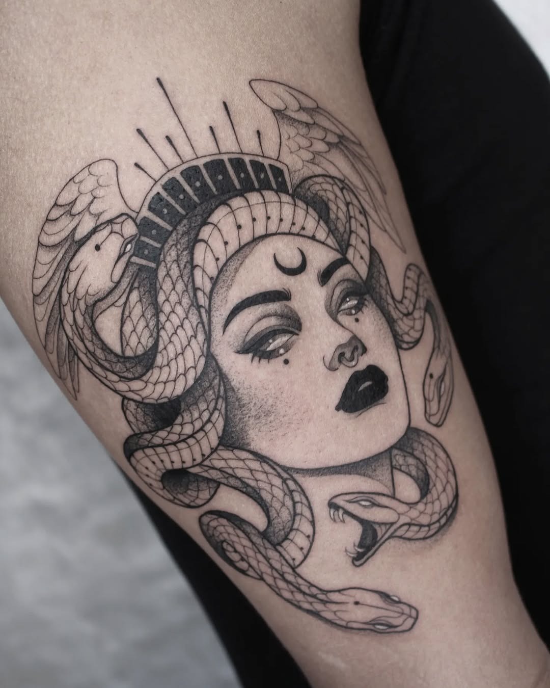 Stunning Medusa Tattoo with Serpent Details Tattoo Design