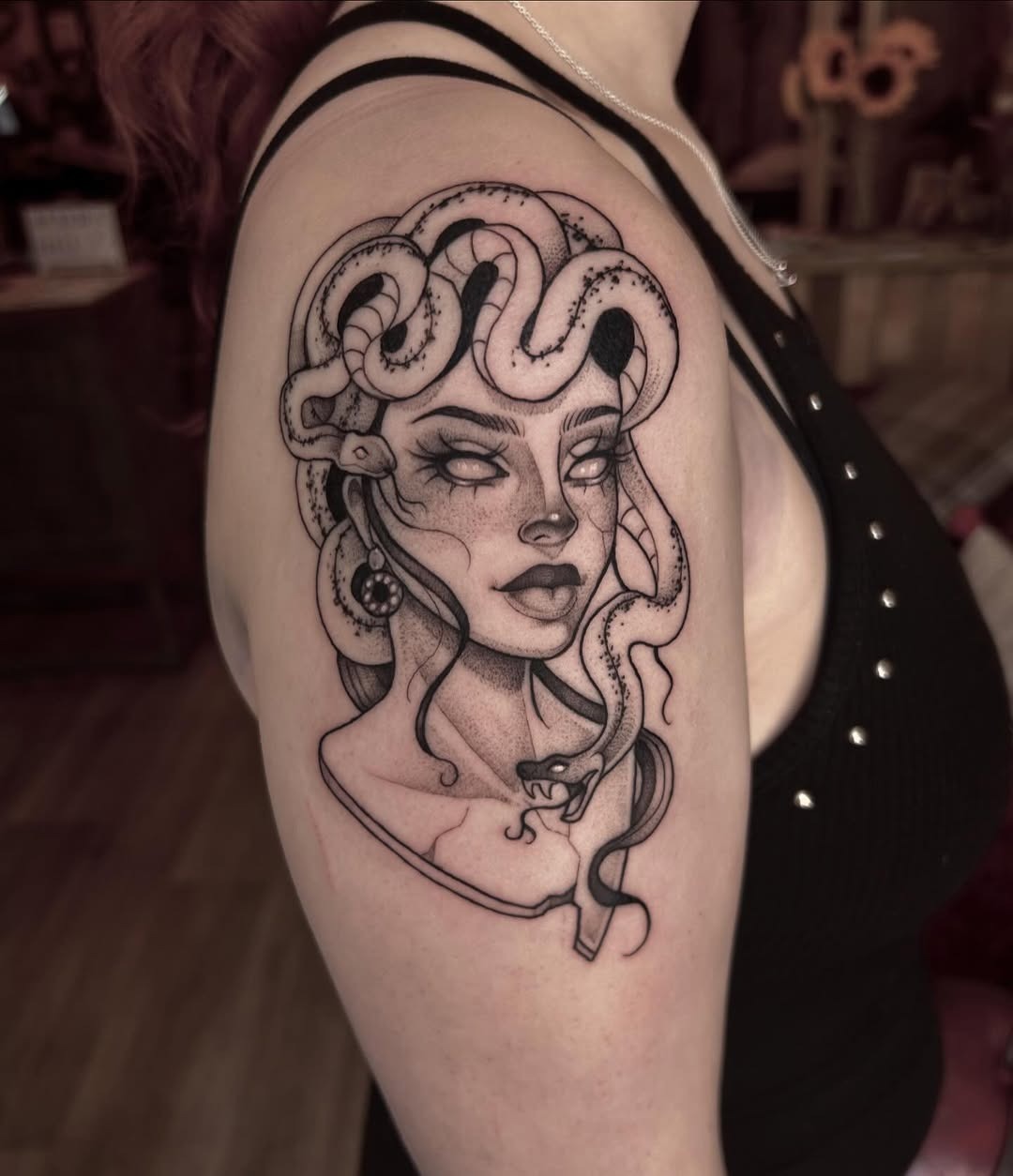 Stunning Medusa Tattoo with Serpentine Details Tattoo Design
