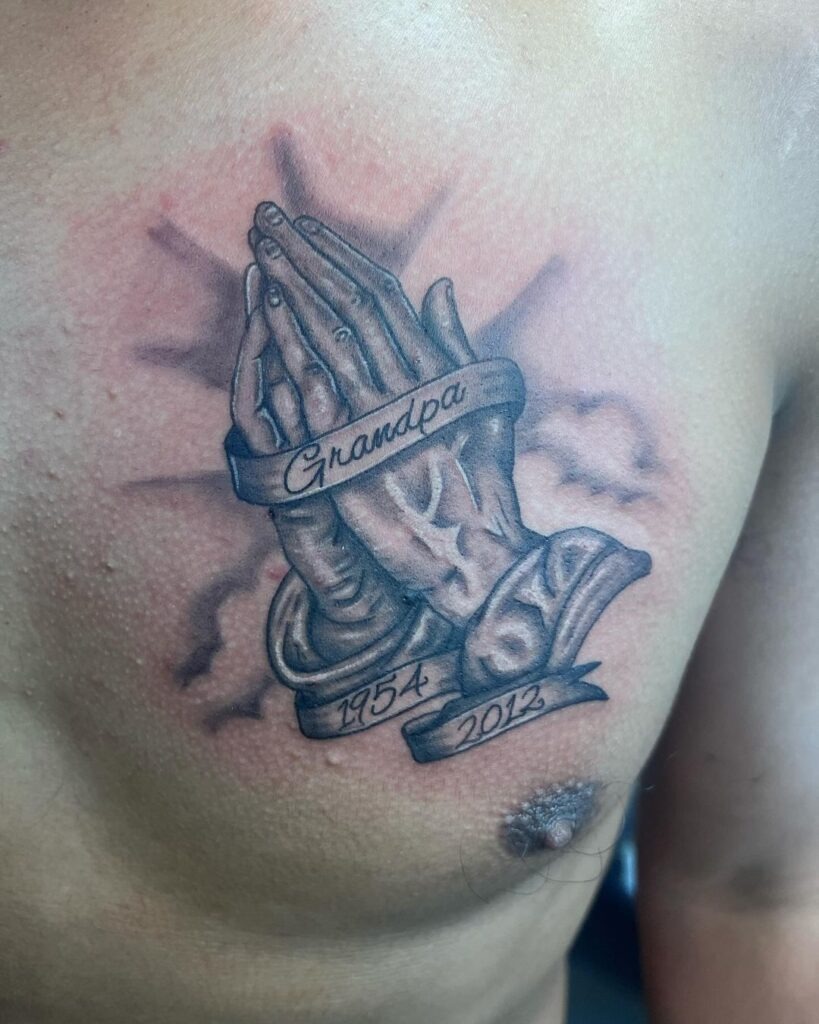 Detailed Pocket Watch with Dates & Name Tattoo Design