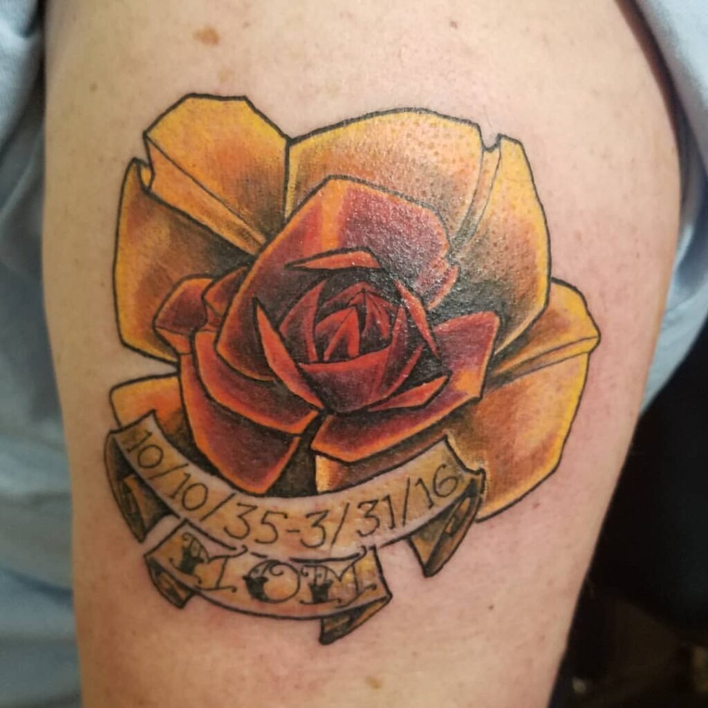 Mom Eternal Rose with Dates Tattoo Design