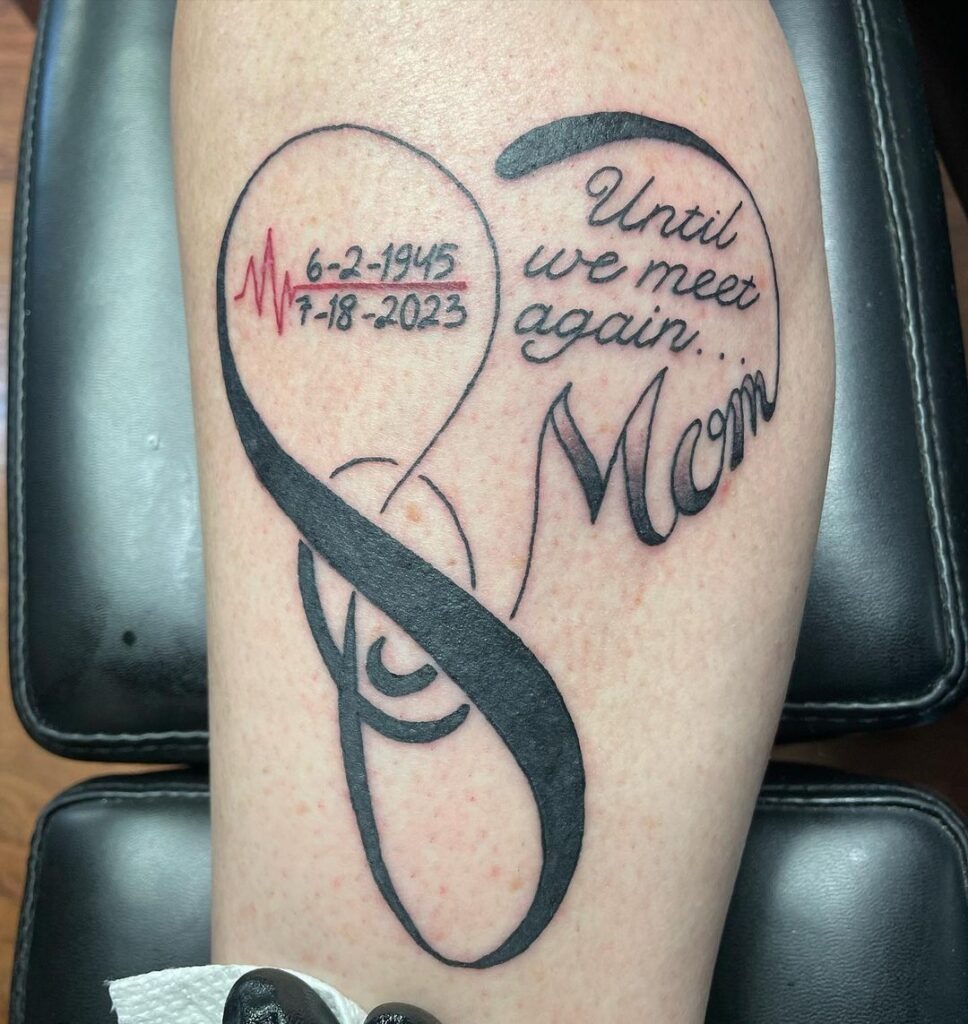 Red & Orange Rose with Dates Tattoo Design