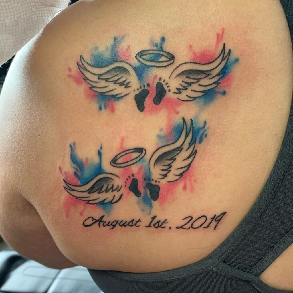 Sleeping Baby with Halo Symbol Tattoo Design