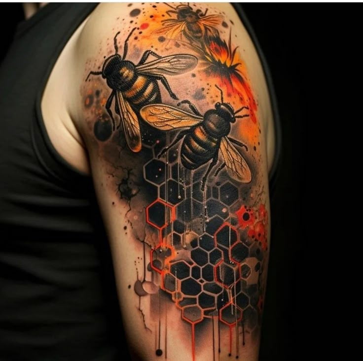 Bee Wearing a Crown Tattoo Design