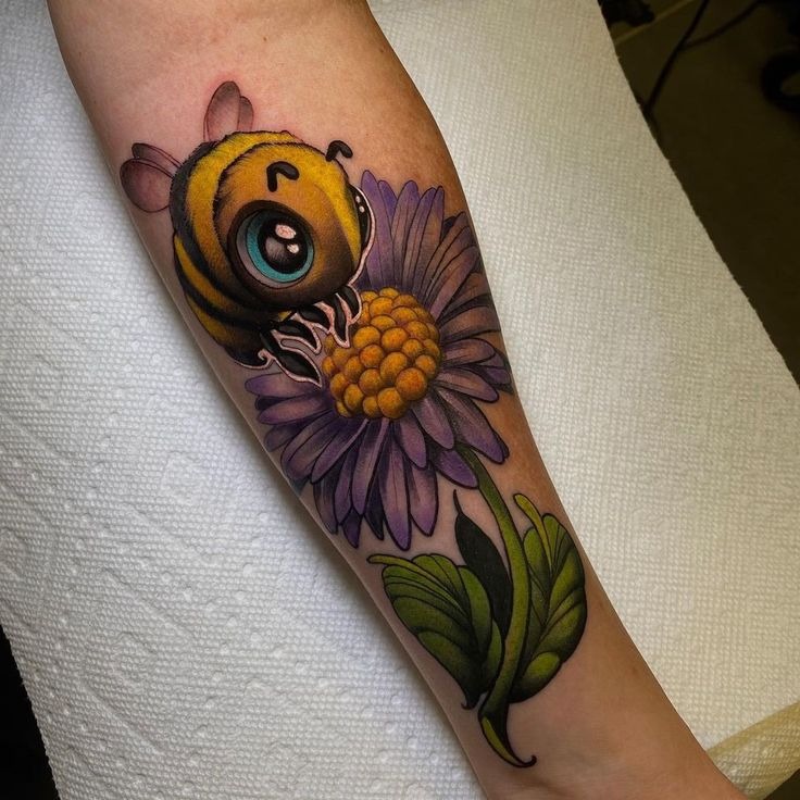 Honey Bee with Honeycomb Tattoo Design
