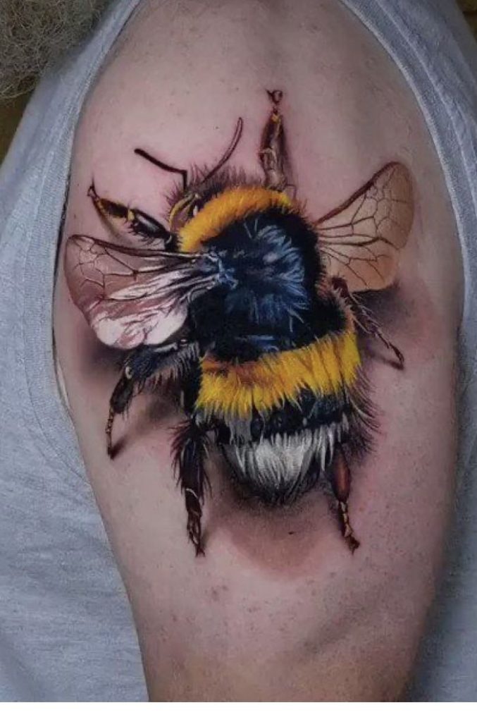 Hyper-Realistic Bumble Bee Tattoo Design
