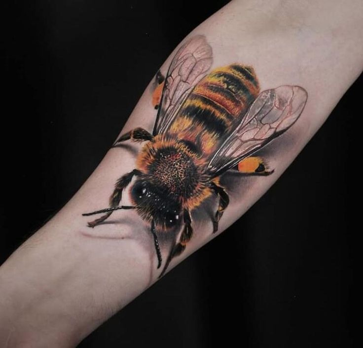 Small Bee and Hexagon Design Tattoo Design