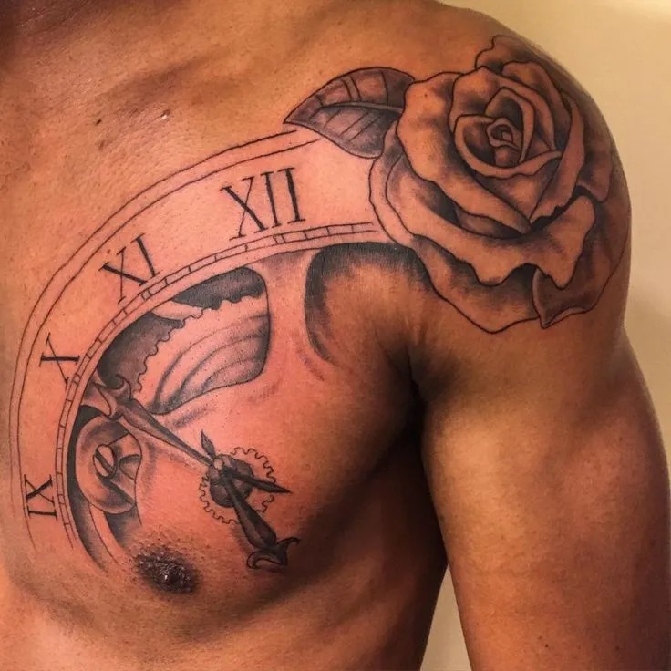 Greek God and Rose Tattoo Tattoo Design