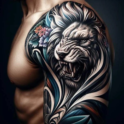 Lion and Crown Tattoo Tattoo Design