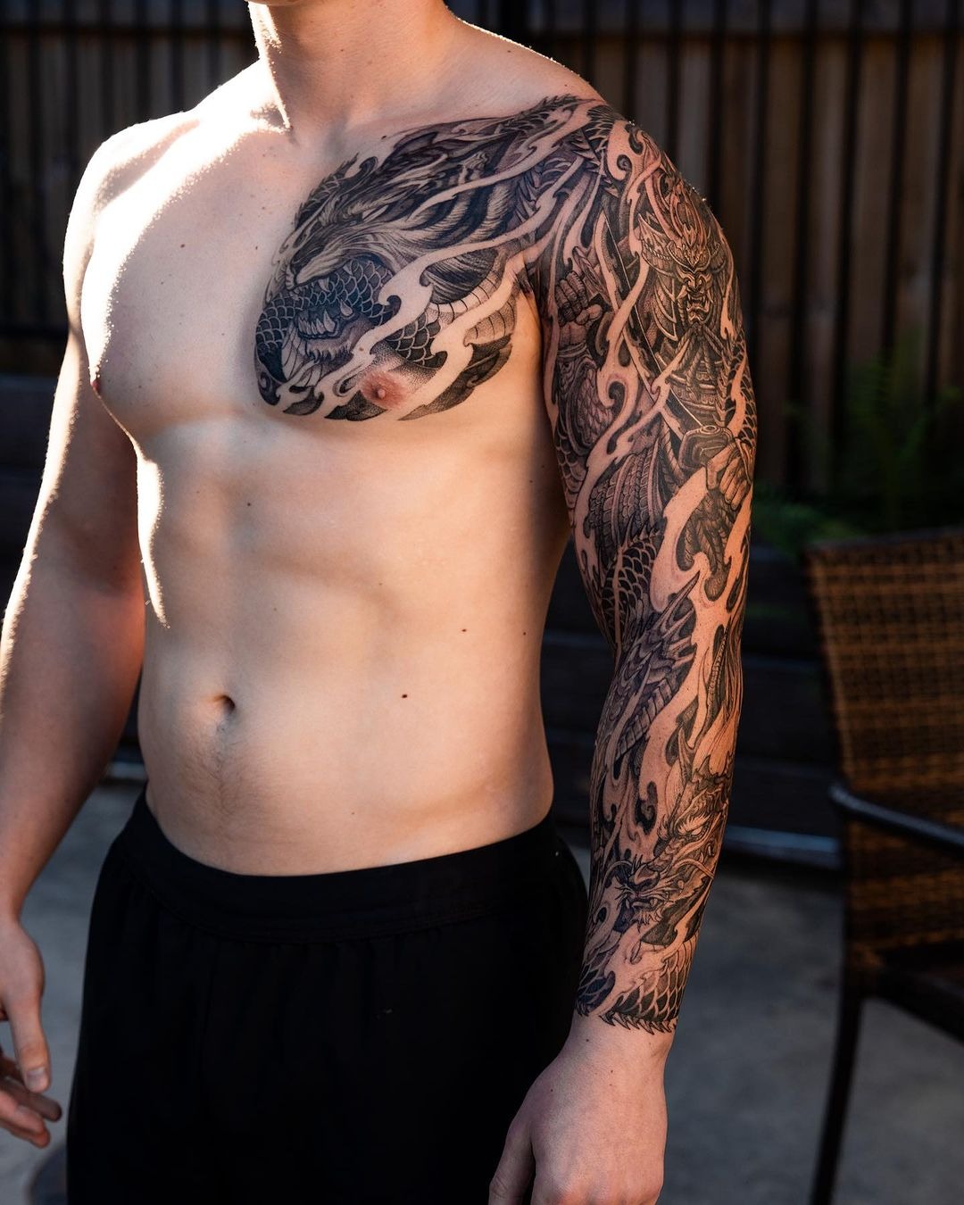 Samurai and Dragon Tattoo Tattoo Design
