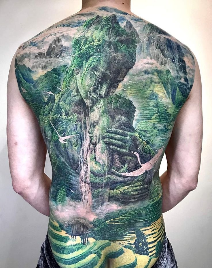 Mountain goddess and the flow of nature Tattoo Design
