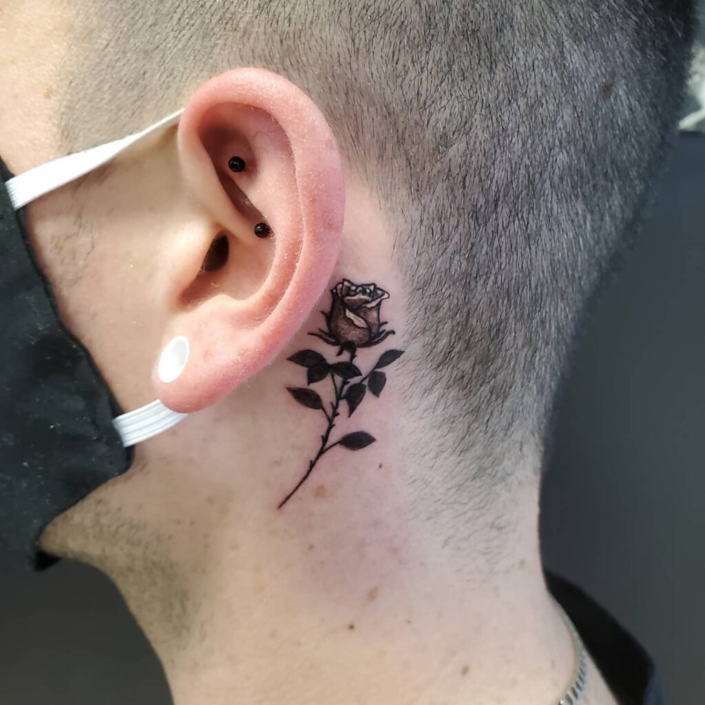 Black Rose Behind Ear Tattoo Tattoo Design