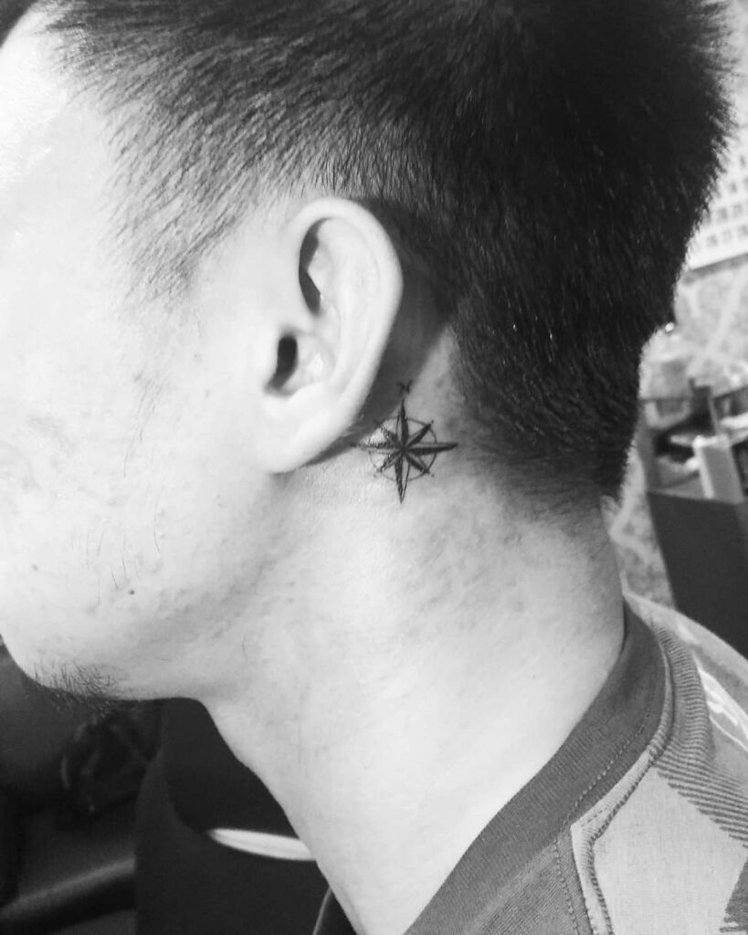 Small Compass Behind Ear Tattoo Tattoo Design