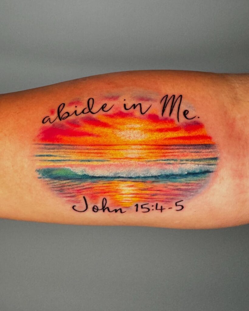 1 Peter 4:8 Bible Verse Tattoo with Roses and Roman Numerals Tattoo Design