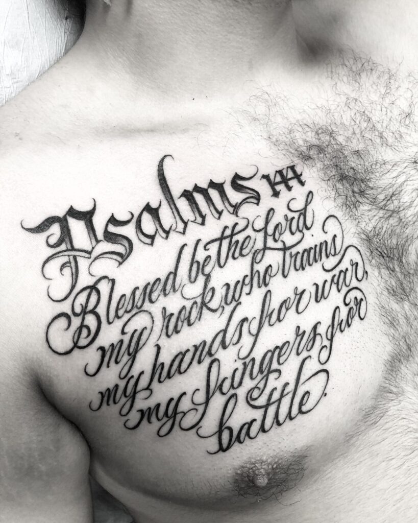 Chest Bible Verse Tattoo Ideas for Men Tattoo Design