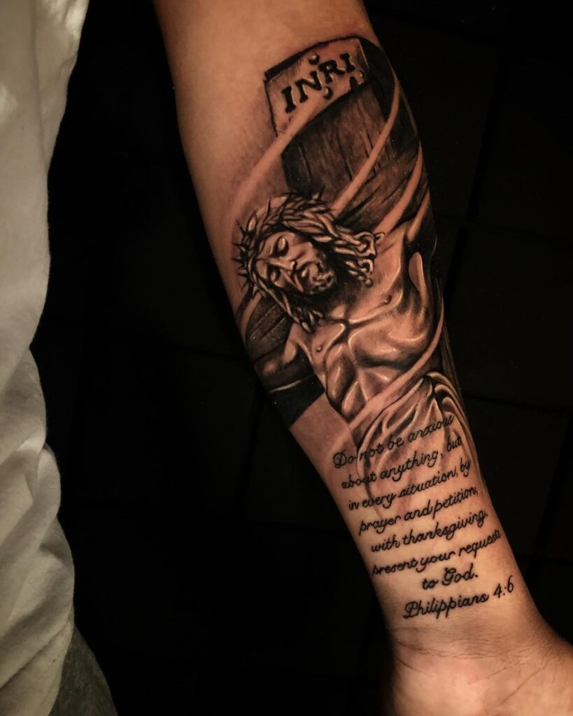 Forearm Bible Verse Tattoo Ideas for Men Tattoo Design