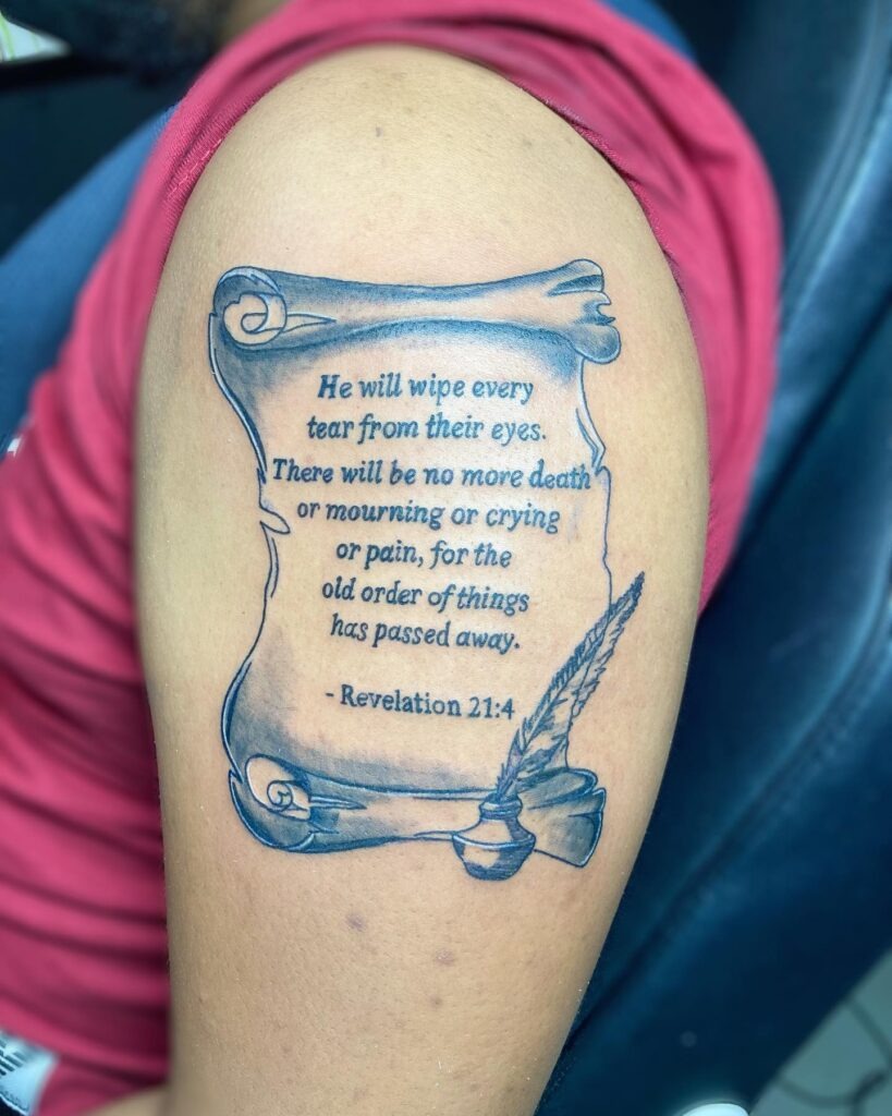 Galatians 6:9 Full Arm Tattoo with Dove and Candle Tattoo Design
