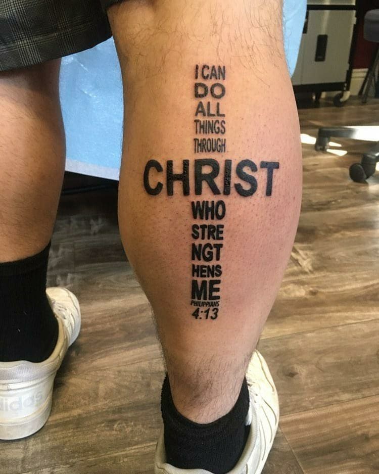 Hebrews 13:14 Thigh Tattoo with Date Tattoo Design