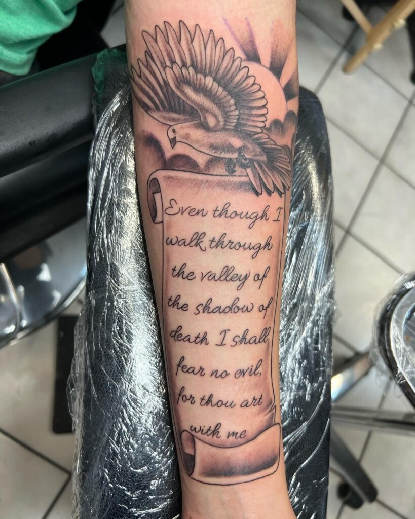 John 15:13 Forearm Tattoo with Cross Tattoo Design
