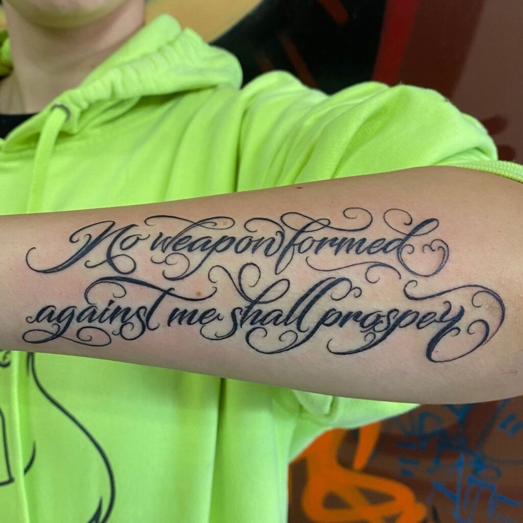 John 15:4-5 Sunset Tattoo with “Abide in Me” Tattoo Design
