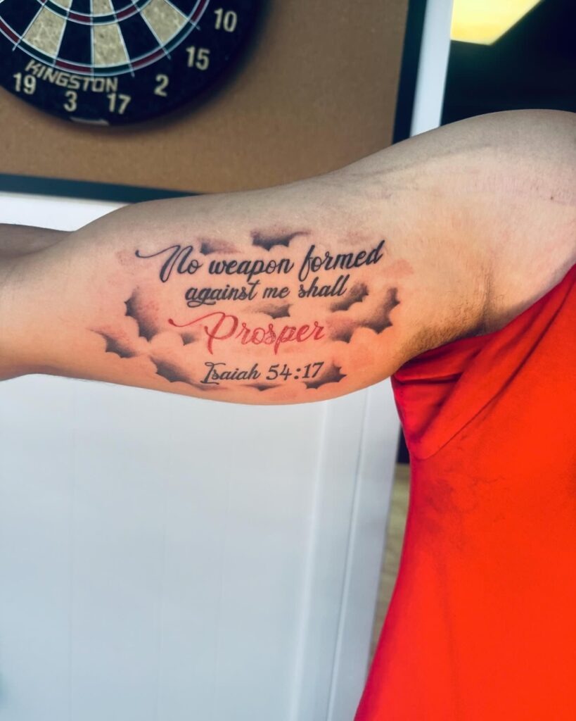 Philippians 4:13 Upper Arm Tattoo with Crosses Tattoo Design