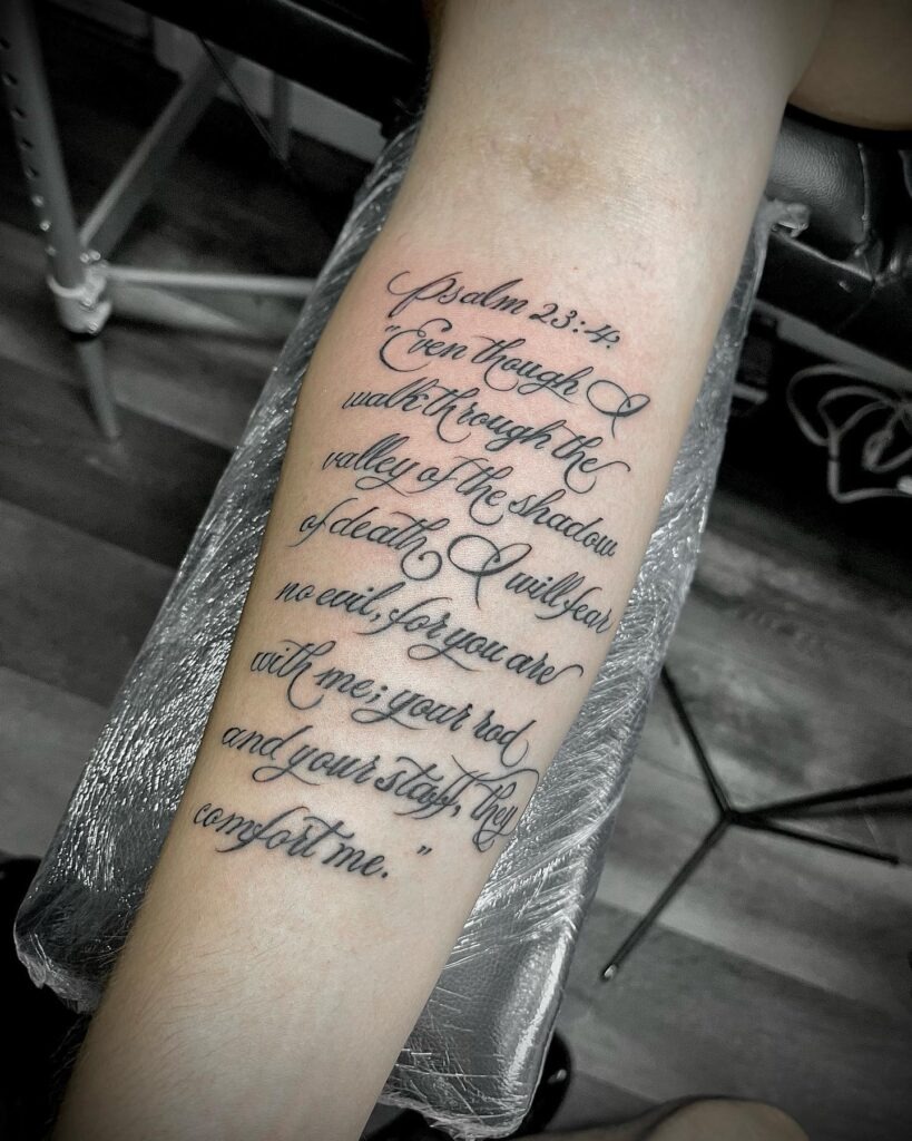 Philippians 4:6 Forearm Tattoo with Crucifixion of Christ Tattoo Design