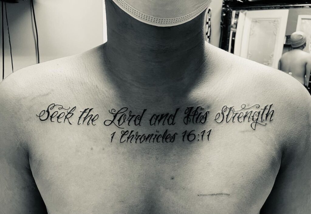 Proverbs 3:5-6 Chest Scroll Tattoo Tattoo Design