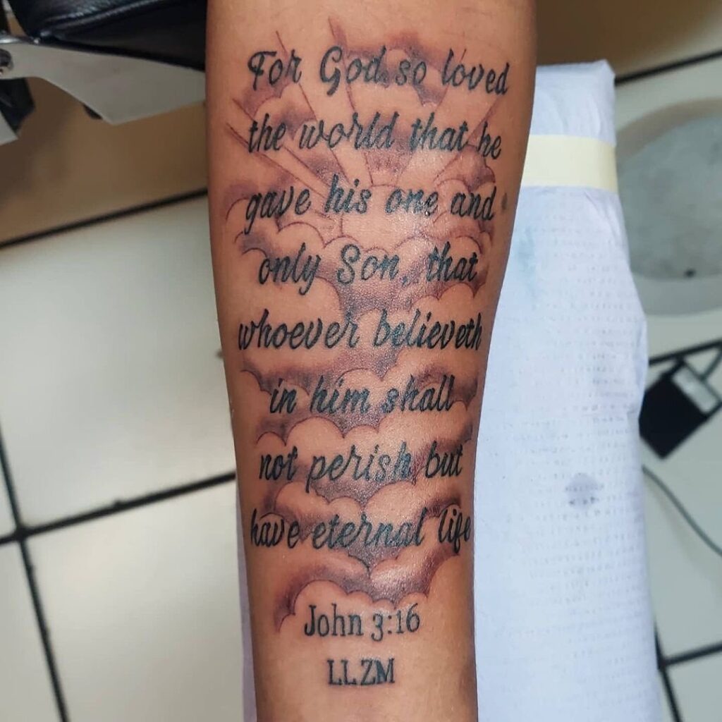 Psalm 23:4 Forearm Tattoo with Cloud Design Tattoo Design