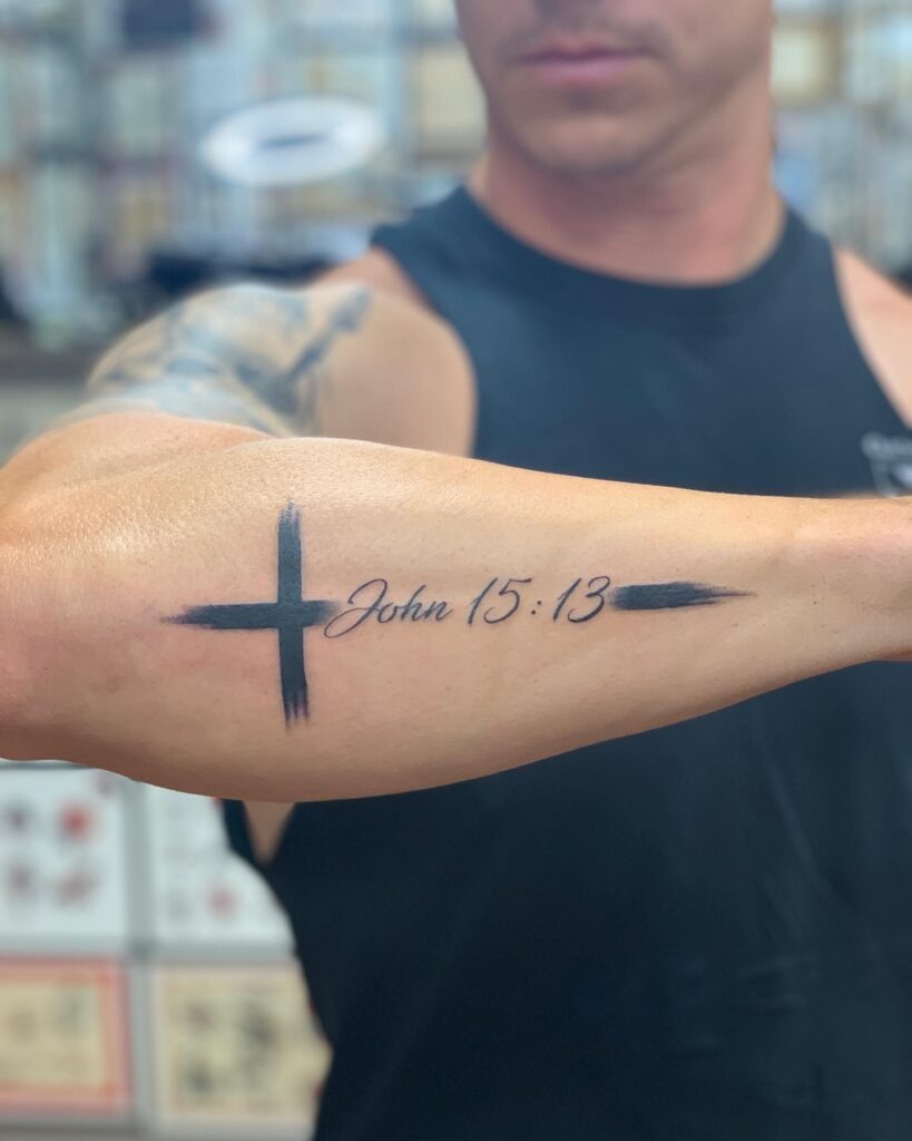 Psalm 23:4 Tattoo with Red Accents Tattoo Design