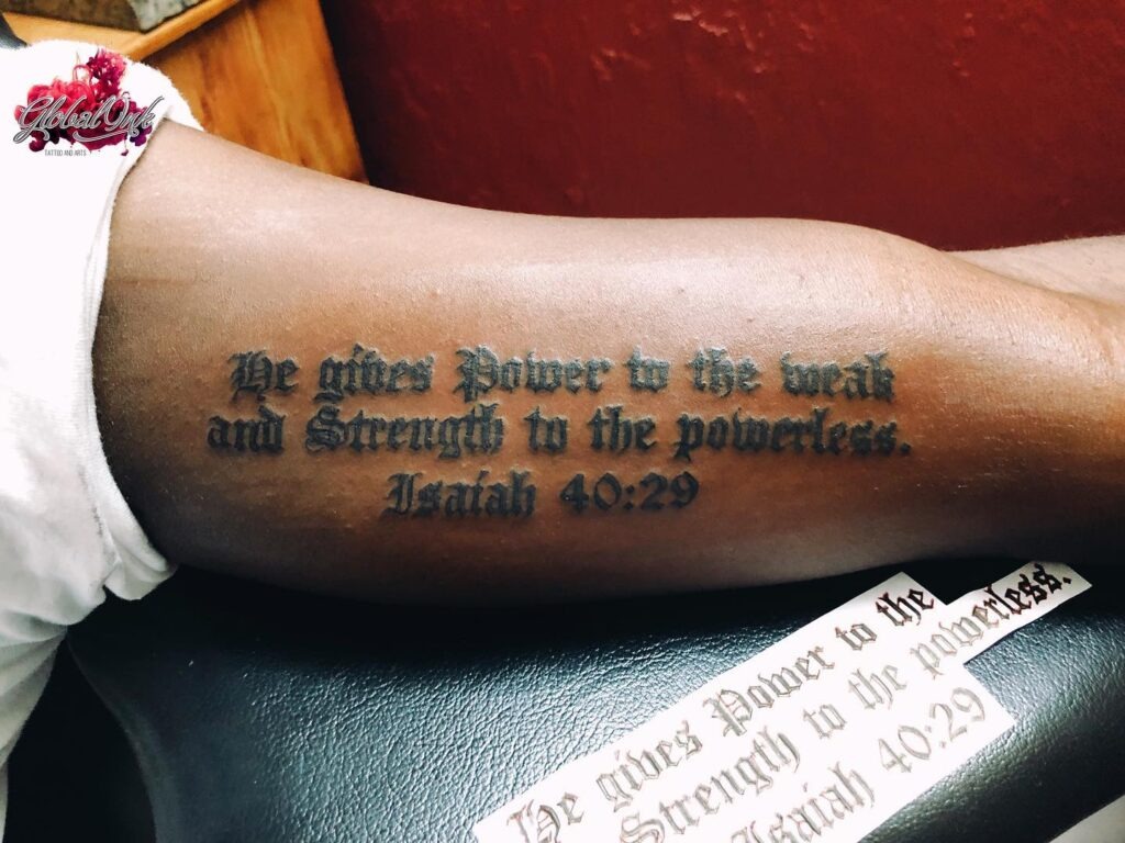 Psalm 46:1 Arm Tattoo with Crosses and Storm Design Tattoo Design