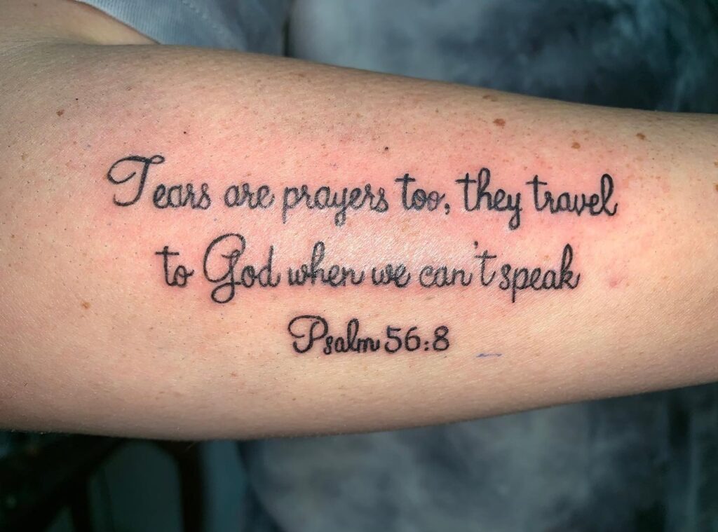 Romans 1:16-17 Forearm Tattoo with Cross Tattoo Design