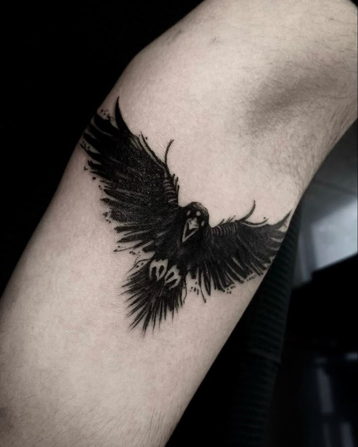 Shoulder-Spanning Raven Wing Tattoo Tattoo Design
