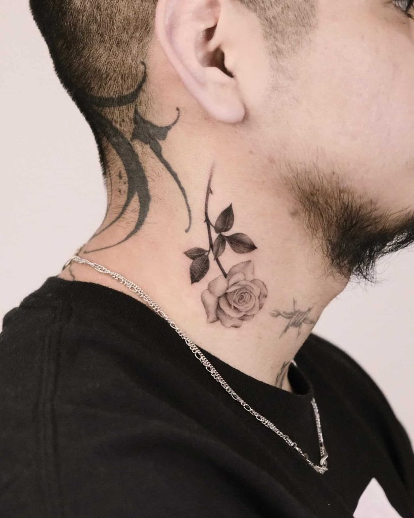 Delicate Floral Neck Tattoo Tattoo Design
