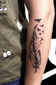 Feather and Birds Arm Tattoo Tattoo Design