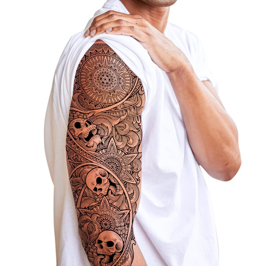 Mandala and Skull Sleeve Tattoo Design