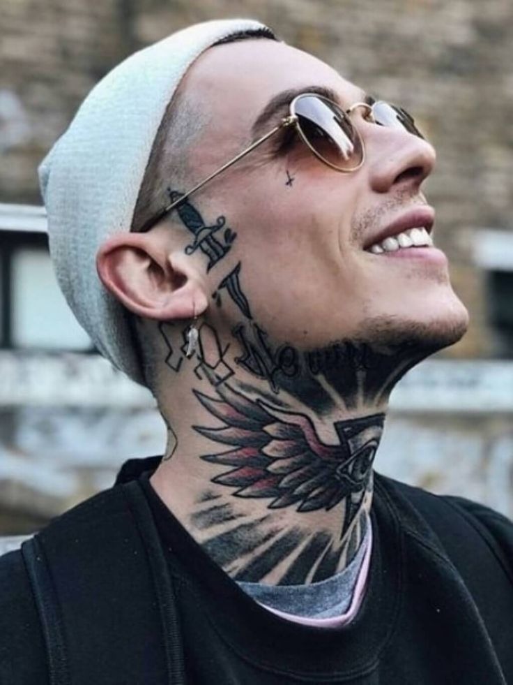 Vibrant Neck Wings Tattoo Design
