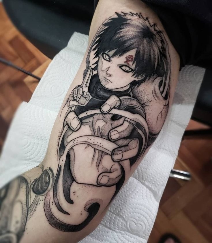 Gaara in Battle Pose Tattoo Design