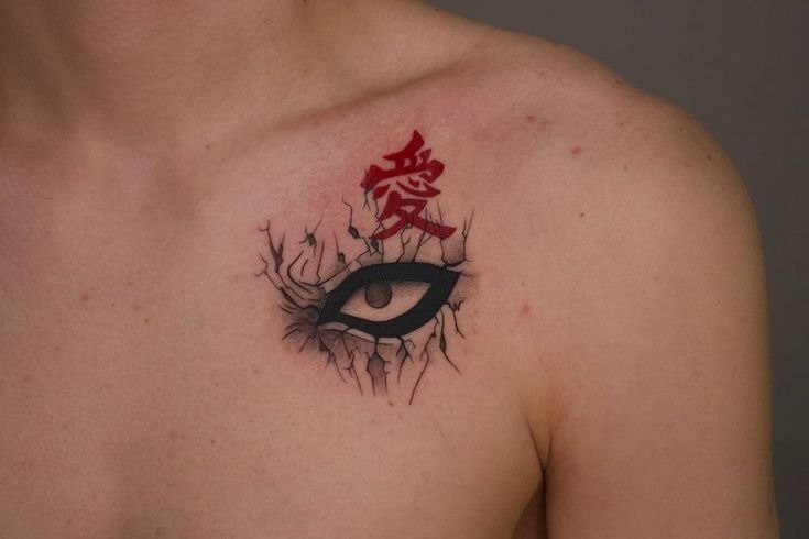 Gaara’s Classic Pose with a Frame Effect Tattoo Design