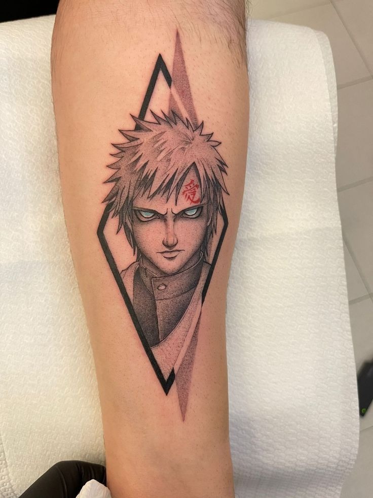 Gaara’s Diamond-Shaped Portrait Tattoo Tattoo Design