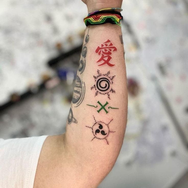 Gaara’s Love Symbol with Shinobi Seals Tattoo Design