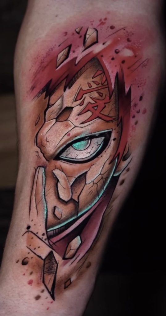 Gaara’s Mask Breaking Open Tattoo Design