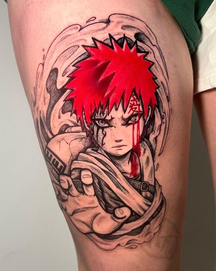 Gaara’s Red-Haired Battle Stance Tattoo Tattoo Design