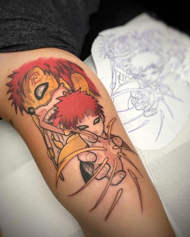 Hyper-Realistic Gaara in Action Tattoo Design