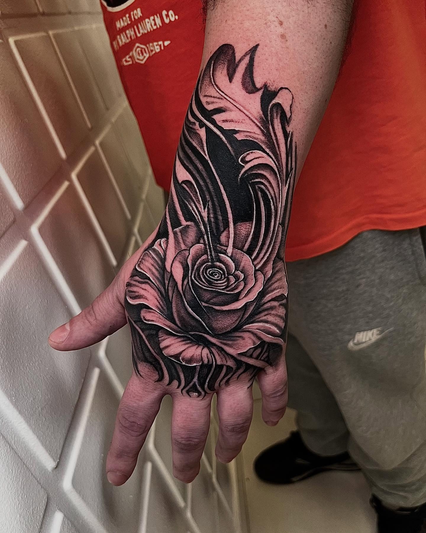 Blackwork Rose Hand Tattoo Tattoo Design