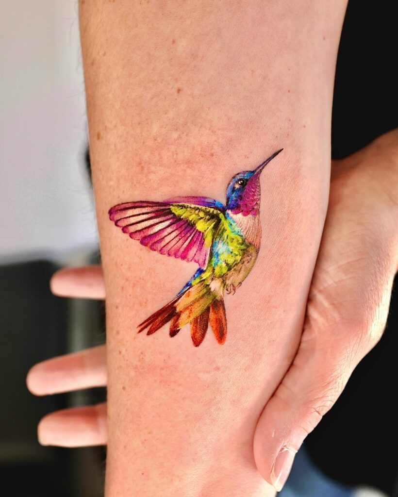 Colorful Hummingbirds and Wildflowers Tattoo Tattoo Design