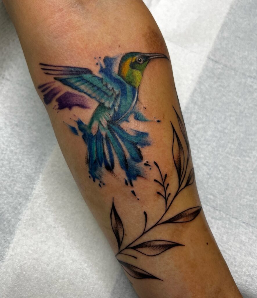 Electric Violet Hummingbird Tattoo Tattoo Design